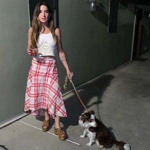 Ganni SEERSUCKER CHECK WRAP SKIRT